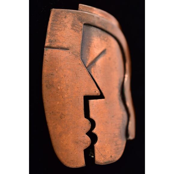 Rebajes Vintage The Kiss Pin Brooch Modernist Copper Tone Signed 1940s BinAJ - Picture 2 of 12